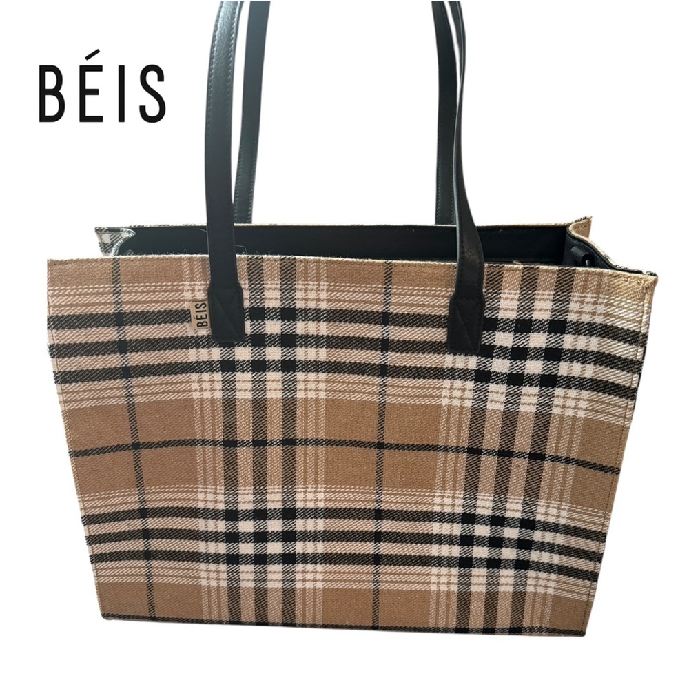 BEIS The Work Tote in Plaid Women's Organizational Laptop Bag - Picture 2 of 12